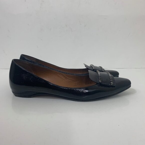 Aquatalia Monica Naplak Flats in Black Patent Leather Size 9 - Picture 2 of 8
